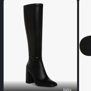 Madden Girl Knee High Heeled Black Leather Boots Size 6.5 - 7